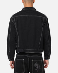 Saint Morta Fray Trucker Denim Jacket Contrast Black