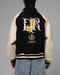 Loiter Heaven Varsity Jacket Black/Off White
