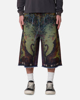 MNML Ultra Baggy Leopard Denim Shorts Multi