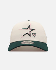 New Era Houston Astros 'Pink Satin Hearts Green' 9FORTY A-Frame Snapback Chrome/Dark Green