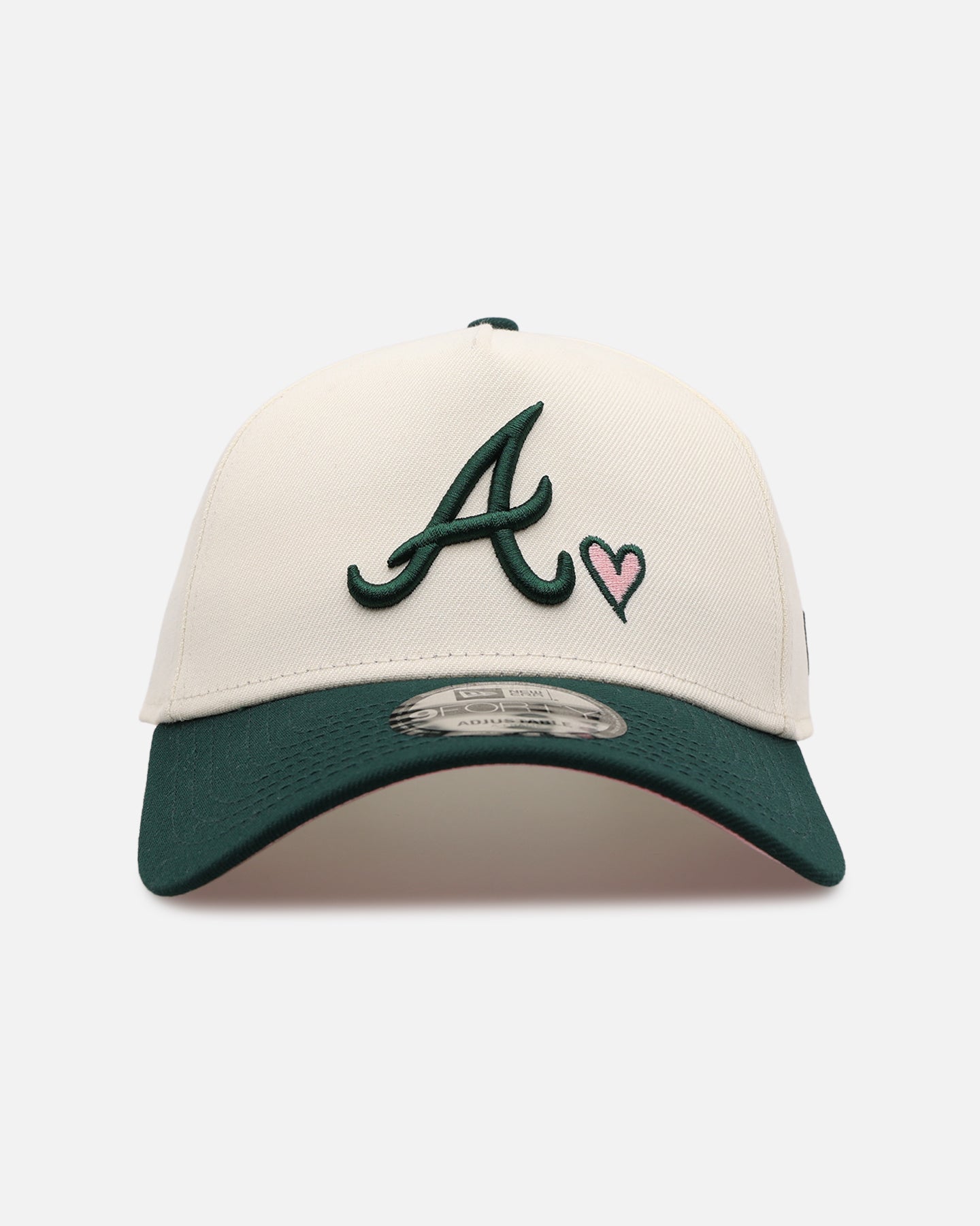 New Era Atlanta Braves 'Pink Satin Hearts Green' 9FORTY A-Frame Snapback Chrome/Dark Green