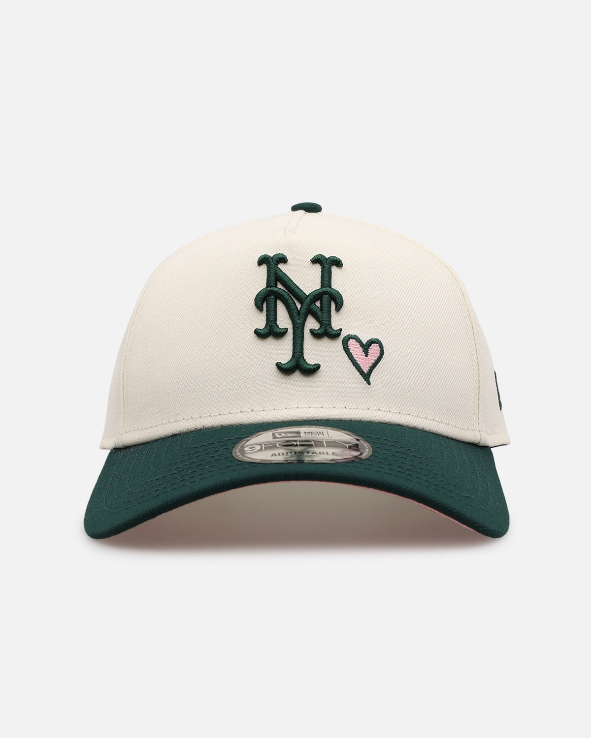 New Era New York Mets 'Pink Satin Hearts Green' 9FORTY A-Frame Snapback Chrome/Dark Green