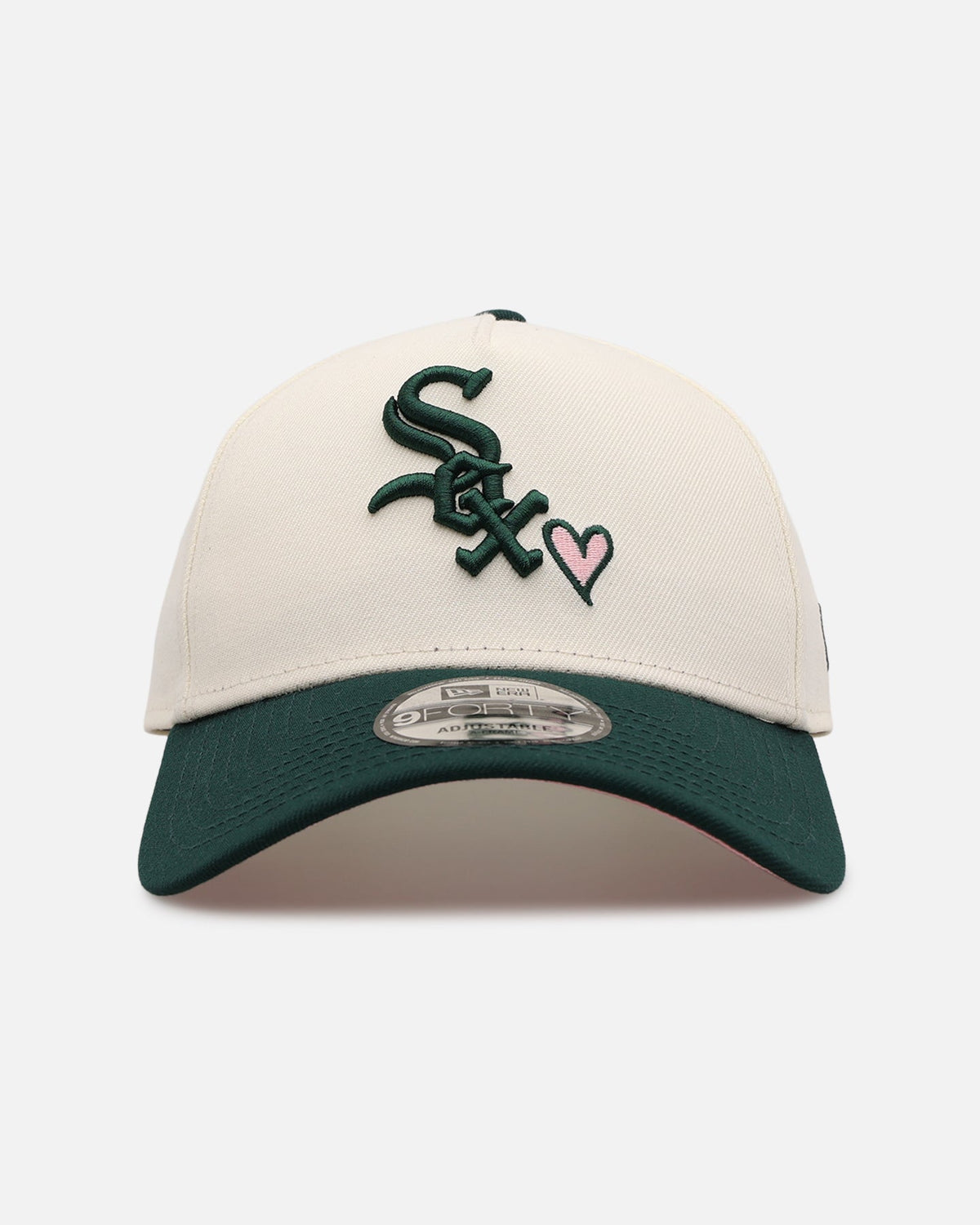 New Era Chicago White Sox 'Pink Satin Hearts Green' 9FORTY A-Frame Snapback Chrome/Dark Green