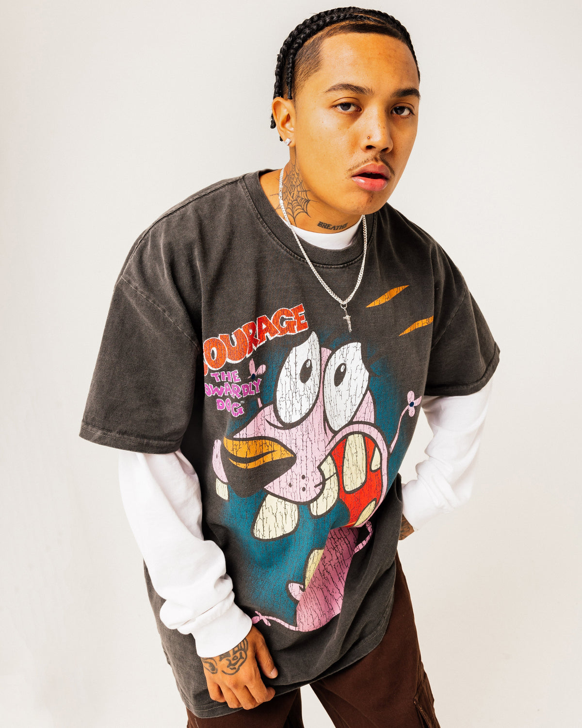 73Studio X Cartoon Network Courage Heavyweight T-Shirt Black Wash