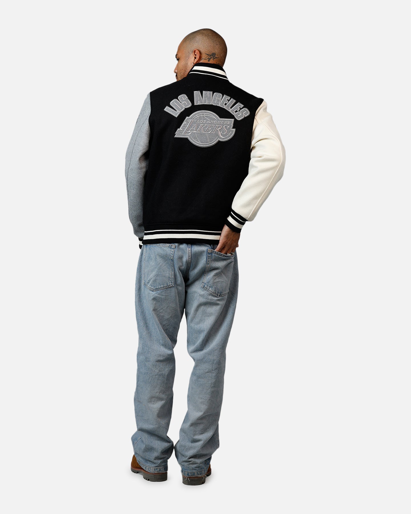 Pro Standard Los Angeles Lakers Reverse French Terry Wool Varsity Jacket Black/Grey