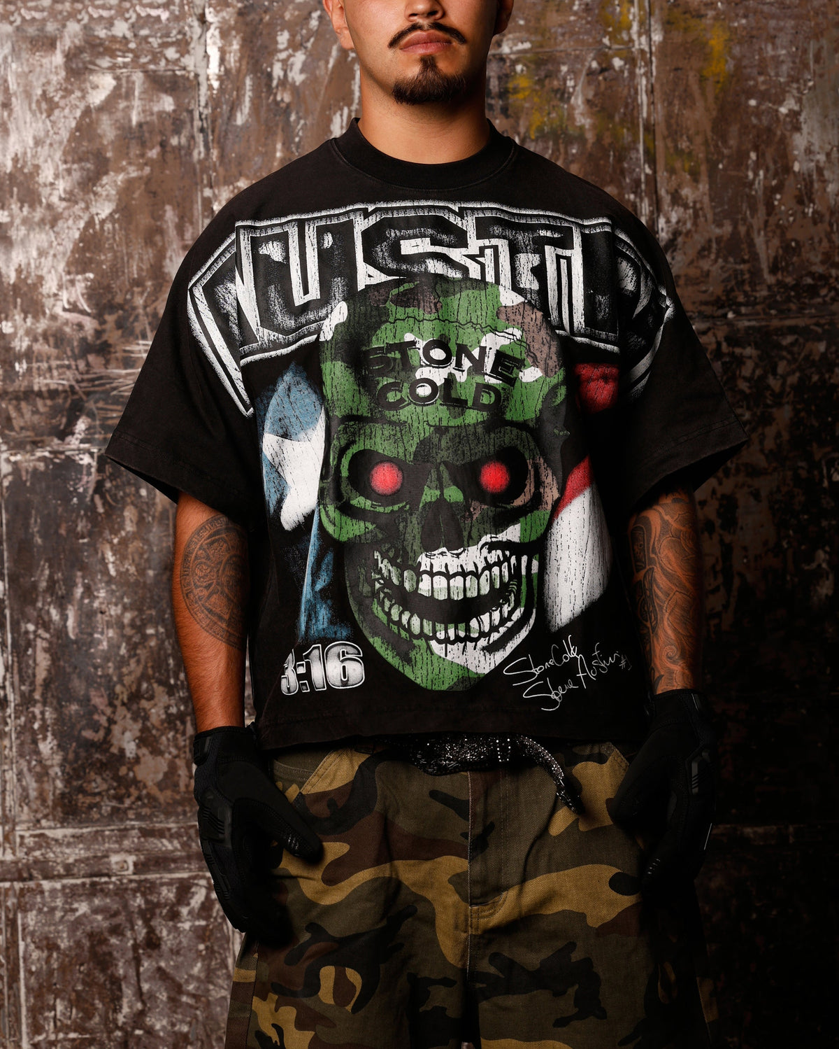 Loiter X WWE Stone Cold Vintage T-Shirt Vintage Black