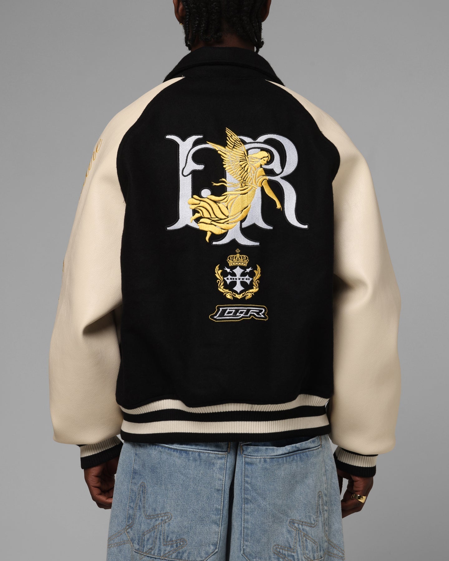 Loiter Heaven Varsity Jacket Black/Off White