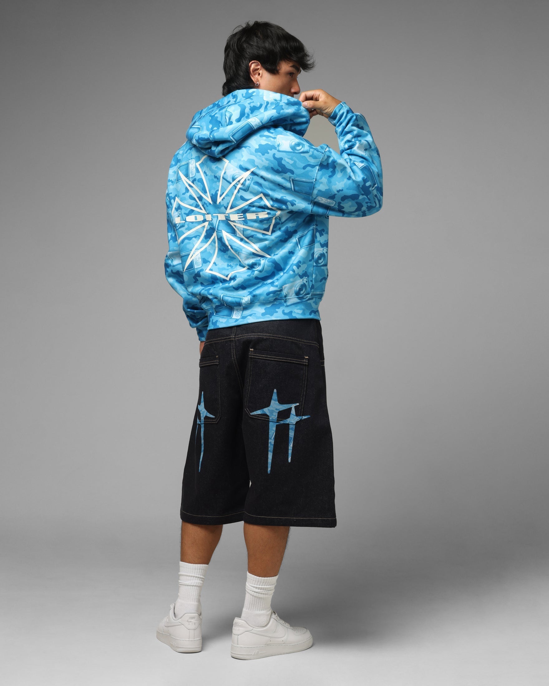 Loiter Digi Camo Zip Hoodie Blue Camo