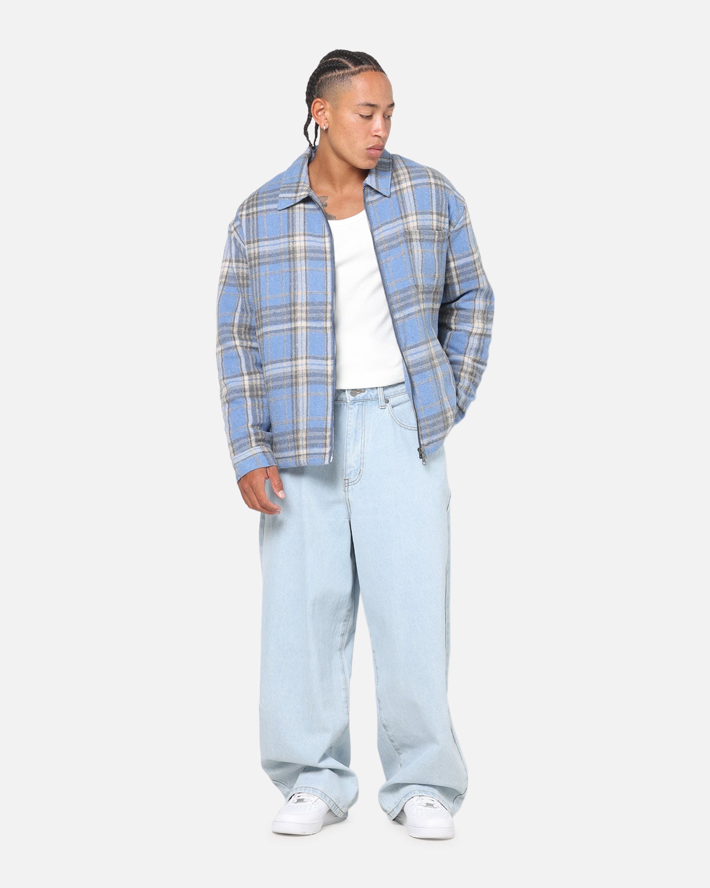 Saint Morta Plaid Zip Jacket Blue