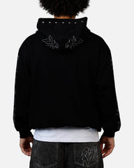 Revenge Tribal Skull Studded Zip Hoodie Black
