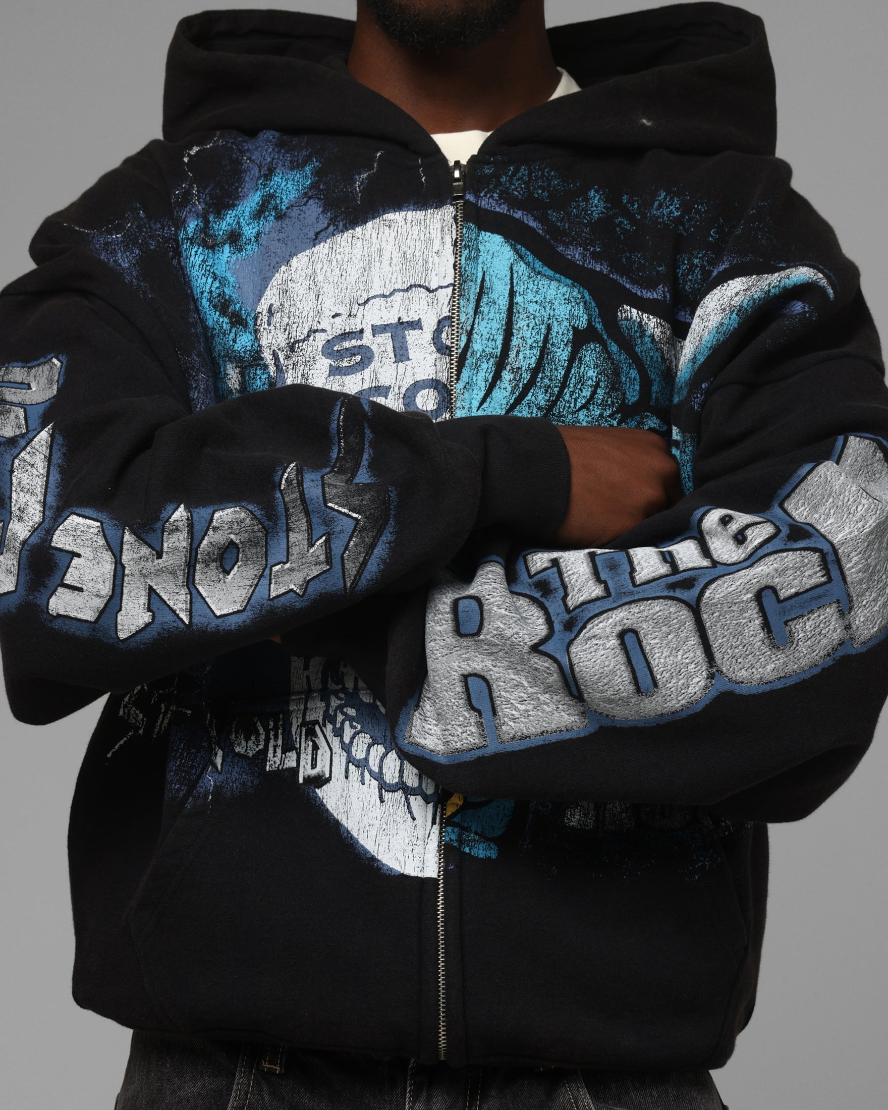 Loiter X WWE Stone Cold Beef Vintage Zip Hoodie Black