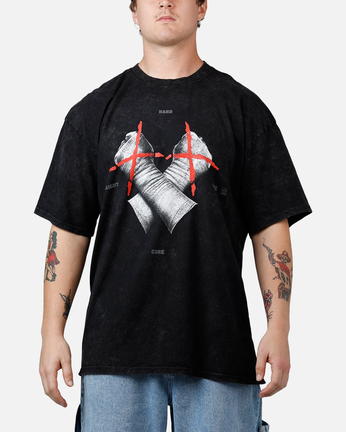 73Studio X WWE Wrestlemania 42 CM Punk T-Shirt Black Acidwash