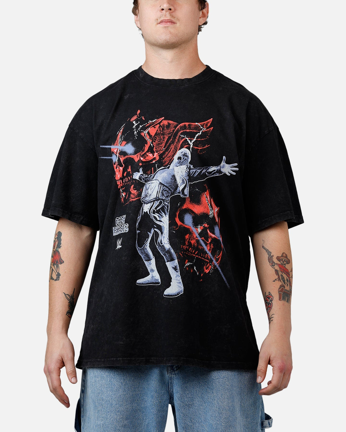 73Studio X WWE Wrestlemania 42 Cody Rhodes T-Shirt Black Acidwash