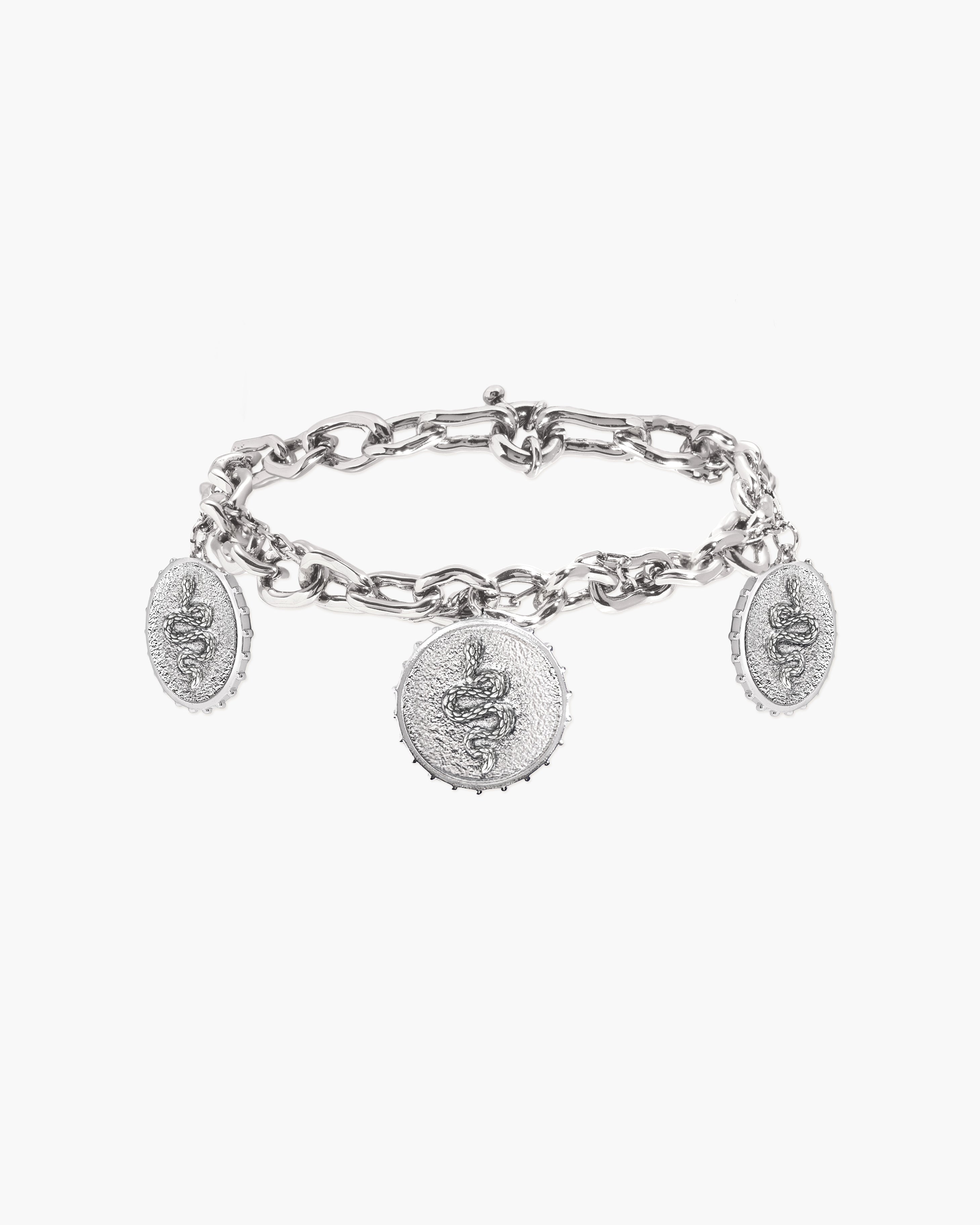 Trinity Snake Coin Double Chain Bracelet in Gold