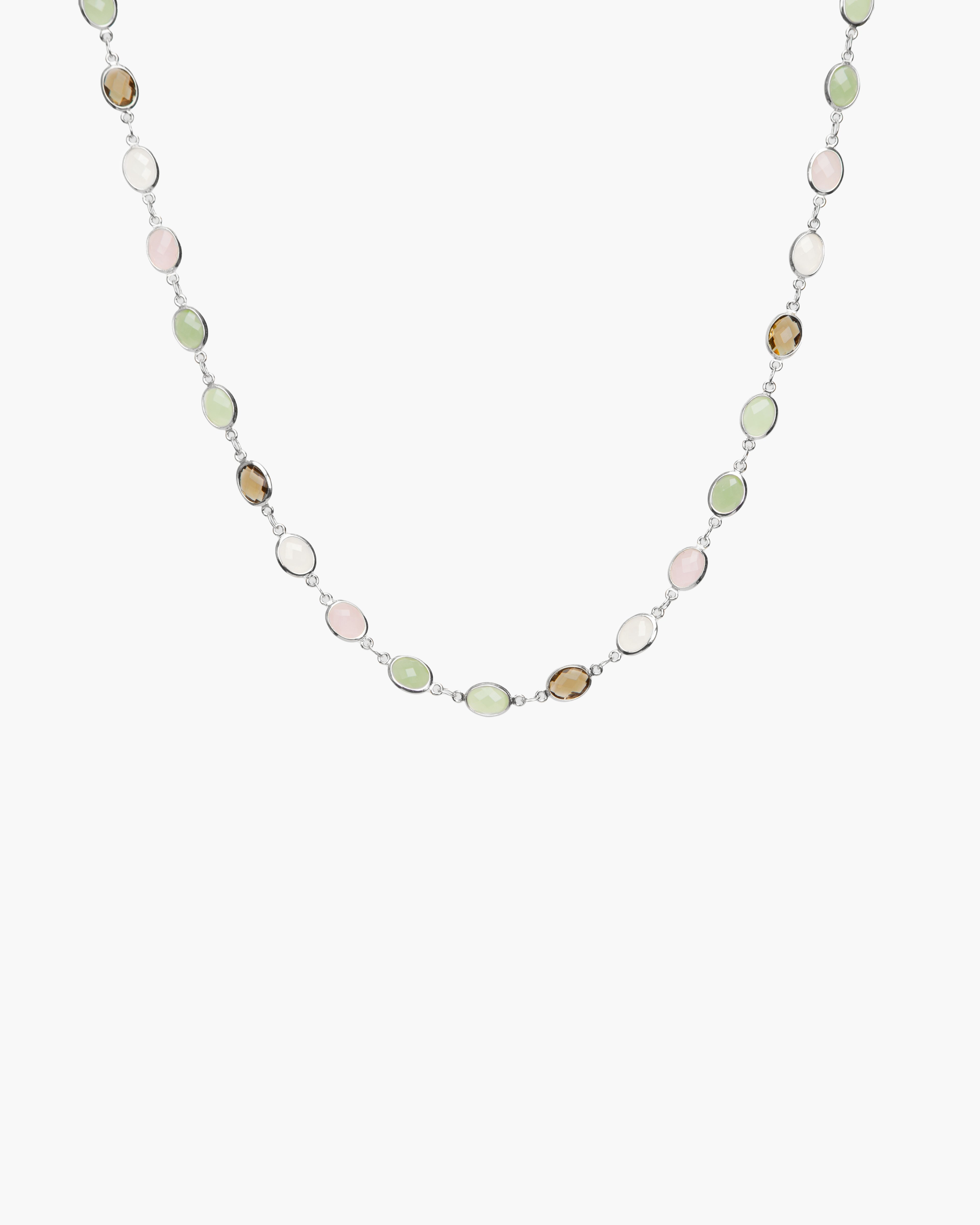 Whimsical Romance Stone Necklace in Silver