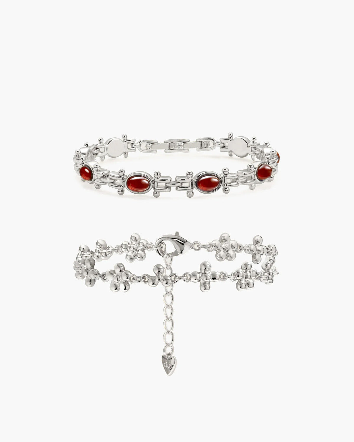 Tess's Treasure Carnelian & Daisy Molecule Bracelet Set